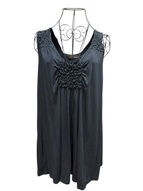 Lush Black Smocked Scoop Neck Tank Top 3X